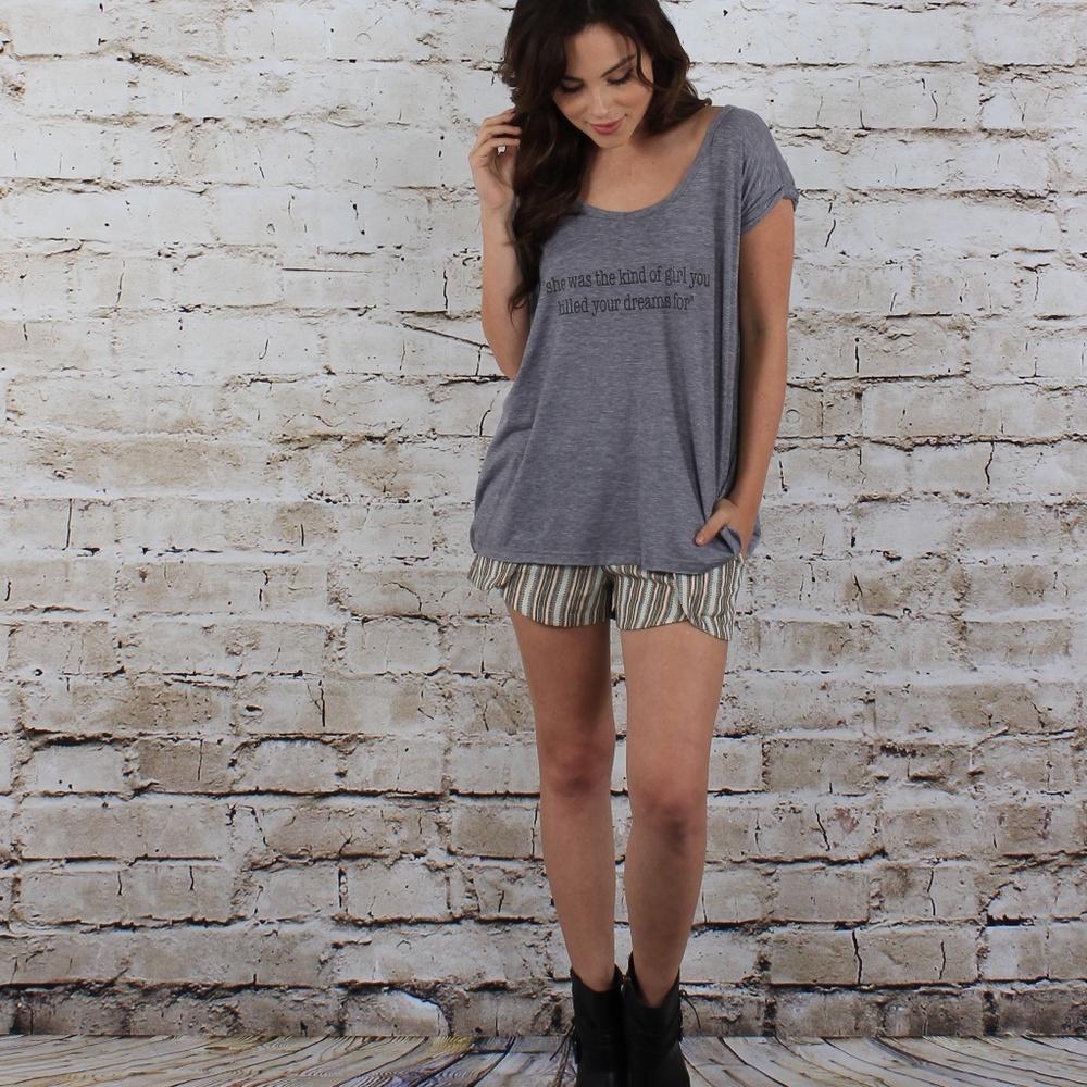 Grey Short Sleeve Quote Tee
